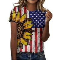 Július 4 pólók Függetlenség Napja Női felsők alkalmi rövid ujjú v nyakú laza póló blúz felsők Női amerikai zászló Ruházat