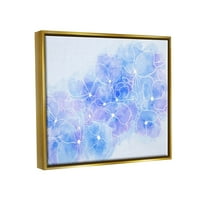 Pasztell kék virág körvonalazza a botanikai és virággrafikus művészet fém arany keretes művészet nyomtatott fali művészetet