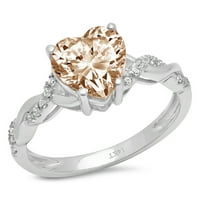 2.1 ct szív vágott pezsgő szimulált gyémánt 18K fehér arany évforduló eljegyzési gyűrű mérete 7