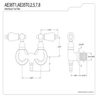 Kingston sárgaréz Ae35t Aqua Vintage fali kád csaptelep, csiszolt sárgaréz