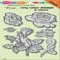 Stampendous Cling Bélyegek És Stencil Szett-Rózsakert