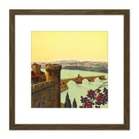 Pont Saint Benezet Avignon Rhone híd tér fából készült keretes fal Art Print kép Mount