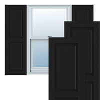 Ekena Millwork 18 W 34 H True Fit PVC Két egyenlő emelt panel redőny, fekete