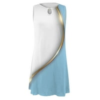 Aayomet hercegnő ruhák lányoknak Női Alkalmi Kerek nyakú üreges gyűrű Design divat vonal színes blokk nyomtatás Ujjatlan