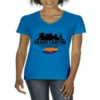 - Női póló V-nyakú Rövid ujjú, akár női méret 3XL-Arizona Grand Canyon Nemzeti Park