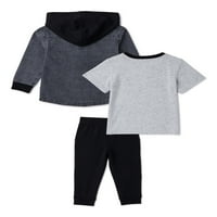 Wonder Nation Baby Boy & Toddler Boy Zip kabát, póló és kocogó nadrágos ruhák, 3 darab, 12 m-5T