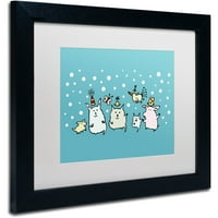 Védjegy Szépművészet Karácsonyi lények kék színben canvas művészet, Carla Martell, White Matte, Fekete Frame