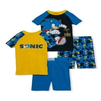Sonic the Hedgehog Boys 4- Cotton rövid készlet, 4 darabos pizsama készlet