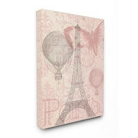 A Stupell Lakberendezési gyűjtemény Eiffel-torony hőlégballon vászon Wall Art