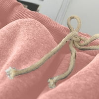 Női őszi nadrág Flowy Beach Alkalmi nadrág nyomtatás alsó nadrág gyapjú zsebek rugalmas nyakkendő meleg nadrág Rózsaszín