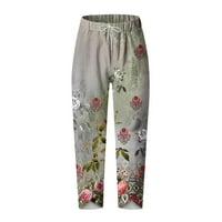 safuny női Pamut vászon egyenes nadrág esik nyugodt cső szirom szabadidős Laza divatos lányok Retro virágos nadrág