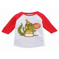 Kínos stílusok 3. születésnapi póló három dinoszaurusz kisgyermek Raglan ing vagyok