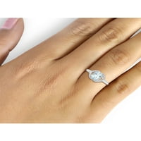 JewelersClub Carat T.G.W. Akvamarin és fehér gyémánt akcentus ezüst gyűrű