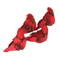 Csomag piros bíboros klip-on madár karácsonyi figurák 3.25