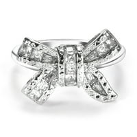 LowProfile gyűrűk Női lányoknak ezüst fehér zafír íj esküvői Eljegyzés ékszer gyűrű Ajándékok