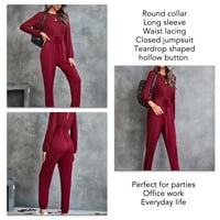Vékony Jumpsuit, Egyszínű Ujjú Nadrág Jumpsuit Alkalmi Divat Nyaralás Fekete, Bor Piros