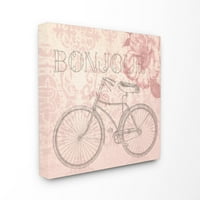 A Stupell Lakberendezés Gyűjtemény Vintage Bonjour Kerékpár Vászon Fal Művészet