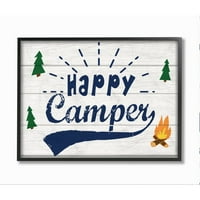 Stupell Industries fényes rusztikus jel Happy Camper Phrase Természet Természetek Keretezett Wall Art Design készítette: