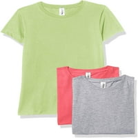 Marky G ruházat lányok rövid ujjú Legénység nyak szilárd pólók pamut, XS, Key Lime Hot Pink Heather