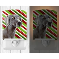 Caroline kincsei LH9251CNL Weimaraner Candy Cane Ünnep Karácsonyi kerámia éjszakai fény, 6x4x3