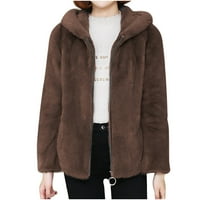 Női téli gyapjú kapucnis kabátok meleg Fuzzy Zip up kabátok alkalmi Plusz méretű bolyhos felsőruházat