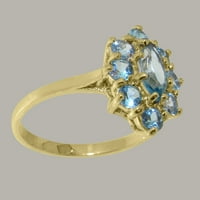 Brit gyártmányú 10K sárga arany természetes kék topáz Női ígéret gyűrű - méret opciók-Méret 9.5
