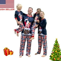 Pudcoco karácsonyi pizsama családi szülő-gyermek ruhához szabadidő ruházat Mikulás Kockás Hosszú ujjú hálóruha Jumpsuit