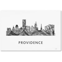 Védjegy Szépművészet 'Providence Rhode Island Skyline WB-BW' vászon művészete, Marlene Watson