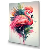 Designart Aranyos Flamingos Floral Art IV Canvas Wall Art