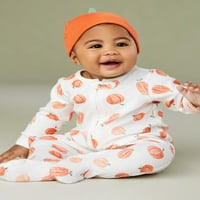 Carter gyermeke, a baba Unise Pumpkin Sleep n játék sapkával, 2-darabból, méretek preemie-6 9m