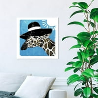 Wynwood Studio Animals Wall Canvas Art Print 'a Sun Zsiraffe' Állatkertben és a vadállatokban - kék, fekete