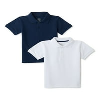 Wonder Nation kisgyermek fiúk iskolai egyenruhás rövid ujjú pique póló, 2 -csomag, méretek 2t - 5T