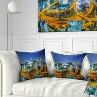 Designart Bangkok City - Cityscape Photography Drow Pillow - 18x18