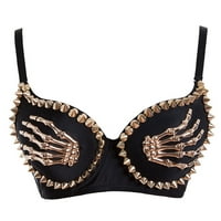 Női Gót Tüskés Szegecsekkel Melltartó Metál Csontváz Karom Bralette Bustier Clubwear Felső