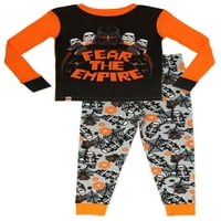 Star Wars pizsama fiúknak, Baby Yoda 2 részes Pamut Halloween PJ szett Hosszú ujjú ing és Loungepant szett, narancssárga,