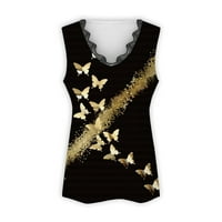 Női nyári divat alkalmi mellény nagy méretű laza V-nyakú csipke él pillangó nyomtatott ujjatlan felső póló