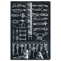 Wynwood Studio Hautical és Coastal Wall Art vászon nyomatok 'Sea Knots White' Tengeri kifejezések - Fekete, Fehér