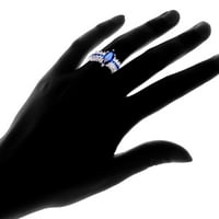 Marquise-vágott eljegyzési gyűrű a LABE-vel létrehozott kék zafír méretű 5