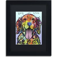 Védjegy Szépművészet A „Dog Is Love” vászon művészete, Dean Russo, fekete matt, fekete keret