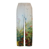 Len Capri nadrág női boka hossza Aranyos Virágmintás Palazzo Lounge nadrág könnyű nyári fenék Sweatpants nadrág Zöld