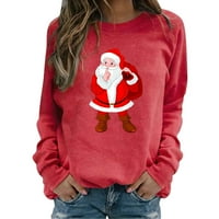 Női pulóver Karácsonyi nyomtatás vicces grafikus könnyű blúz Xmas Hat Holiday aranyos Crewneck Póló Pulóver felsők