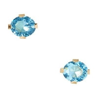 14K Sárga arany kerek Martini-set Birthstone Stud fülbevalók, visszalépéssel, nők