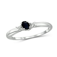 JewelersClub Sapphire Ring Birthstone ékszerek - 0. Karát zafír 0. Ezüst gyűrűs ékszerek fehér gyémánt akcentussal