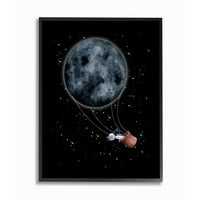 Stupell Industries világűr hold Balloon űrhajós űrhajós keretes fali művészeti tervezés, Rachel Nieman, 16 20