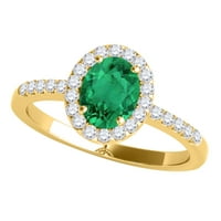Mauli Jewels eljegyzési gyűrűk nőknek 1. Karátos ovális alakú smaragd és gyémánt menyasszonyi szett 4-vasvilla 10K