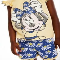Minnie Mouse Mouse kisgyermek lány cosplay grafikus kapucnis és rövidnadrág, 2 darab, méretek 2t-5T