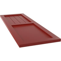 Ekena Millwork 12 W 49 H True Fit PVC parasztház lapos panel kombinált rögzített redőnyök, tűzvörös