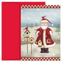 Papír karácsonyi kártyák és megfelelő borítékok beállítják a Mikulás madárházát, 18 csomagot