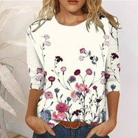 Qwertyu Női felsők nyári Slim Fit könyök hosszú ujjú sima póló Női legénység nyak virágos női Boho ing üzleti alkalmi