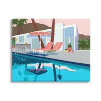 Stupell Industries Modern Tropical Vacation Home Poolside Lounge székek Canvas Wall Art, 24, Jen Bucheli tervezése